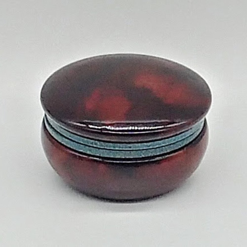 Brown Alabaster Hand-Carved Hinged Trinket Box